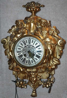 Lot 1413 - Gilt-Metal Cartel Clock Of cartouche form, the...