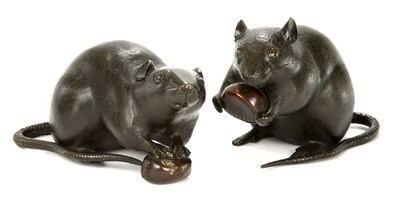 Lot 44 - Pair of Japanese Bronze Figures of Rats 20th...