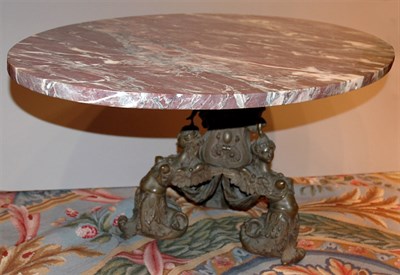 Lot 139 - Rococo Style Marble Top Bronze Oval Low Table...