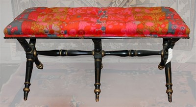 Lot 129 - Parcel Gilt and Black Painted X-Base Bench...