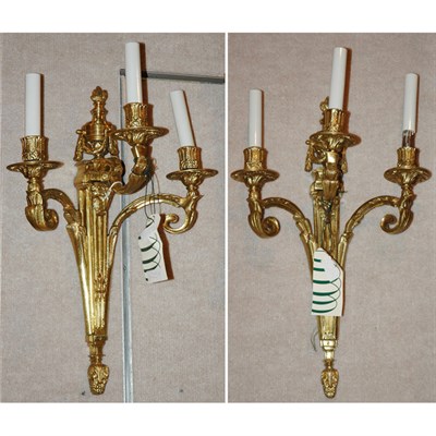Lot 1436 - Pair of Louis XVI Style Gilt-Metal Three-Light...