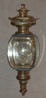 Lot 536 - Silvered Carriage Lantern Height 20 inches.