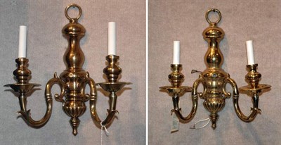 Lot 226 - Pair of Dutch Baroque Style Brass Two-Light...