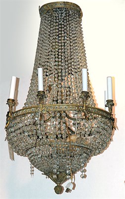 Lot 381 - Empire Style Metal and Glass Basket Chandelier...