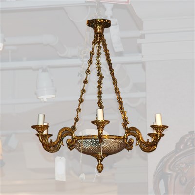 Lot 1332 - Empire Style Gilt-Metal and Glass Six-Light...