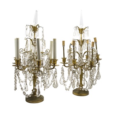 Lot 461 - Pair of Louis XVI Style Gilt-Metal and Crystal...