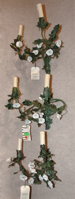 Lot 455 - Set of Three Floral and Leaf Decorated Tole...