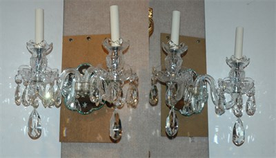 Lot 255 - Pair of Waterford Style Crystal Two-Light...