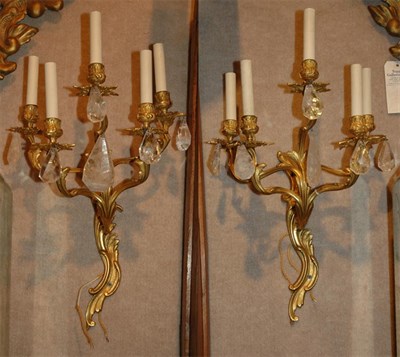 Lot 451 - Pair of Louis XV Style Five-Light Gilt-Metal...