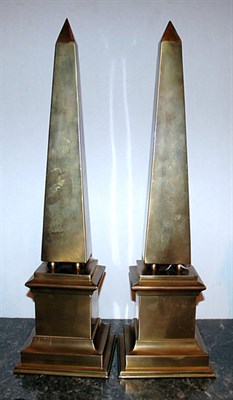 Lot 456 - Pair of Neoclassical Style Brass Obelisks...