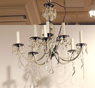 Lot 375 - Beaded Glass and Tole Ten-Light Chandelier...