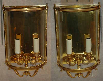 Lot 257 - Pair of French Brass Two-Light Sconces Height...