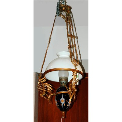 Lot 402 - Art Nouveau Style Painted Metal and Porcelain...