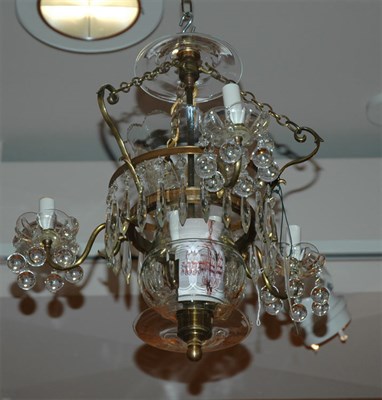 Lot 356 - Gilt-Metal and Cut Glass Six-Light Chandelier...