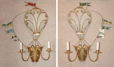 Lot 444 - Pair of Polychrome Decorated Metal Hot Air...