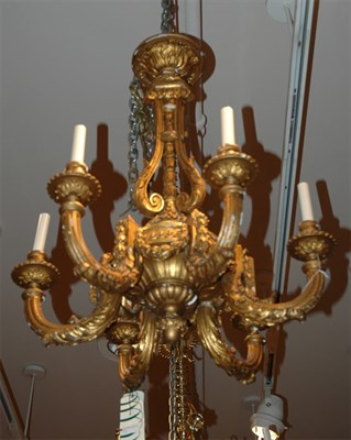 Lot 377 - Louis XVI Style Gilt-Wood Six-Light Chandelier...