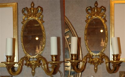 Lot 339 - Pair of Neoclassical Style Gilt-Metal Mirrored...