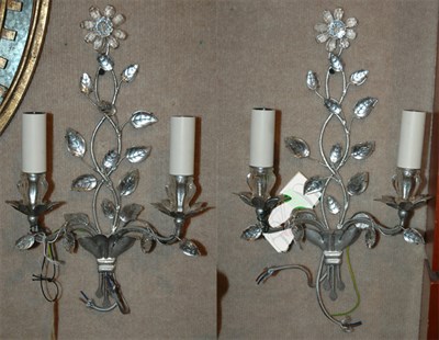 Lot 337 - Pair of French Crystal and Silver Leaf...