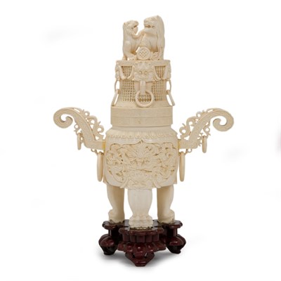 Lot 61 - Chinese Carved Ivory Covered Footed Vessel Of...