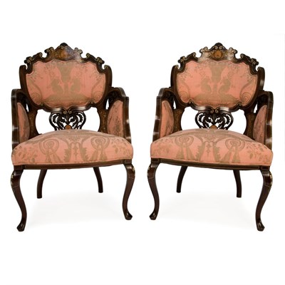 Lot 345 - Pair of Edwardian Marquetry and String Inlaid...