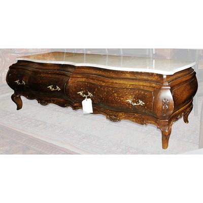 Lot 126 - Marble Top Bombe-Form Mahogany Low Table with...