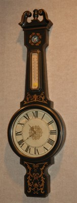 Lot 266 - George III Style Black Painted Barometer-Form...