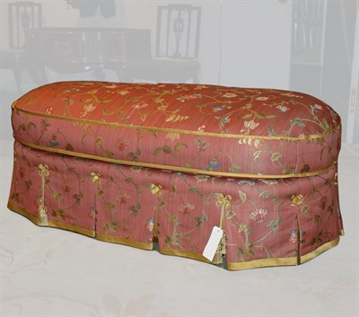 Lot 114 - Floral Decorated Upholstered Oval Ottoman...