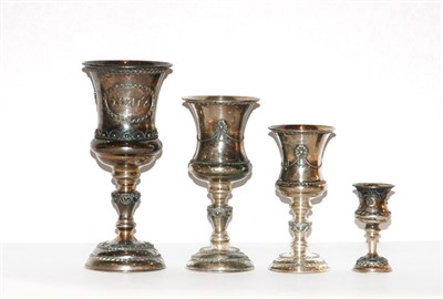 Lot 351 - Group of Israeli Silver Goblets In four sizes,...