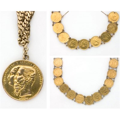 Lot 760 - Group of Seven Gold Coin Bracelets