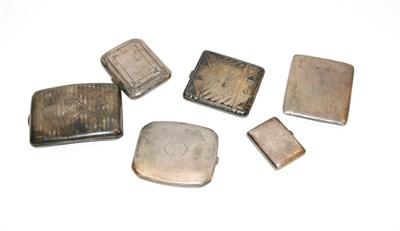 Lot 374 - Group of Six Silver Cigarette Cases Including...