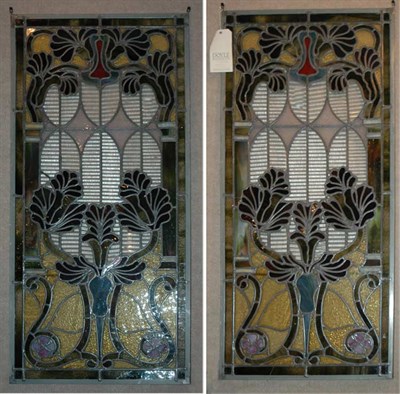 Lot 1520 - Companion Pair of Victorian Style Leaded Glass...