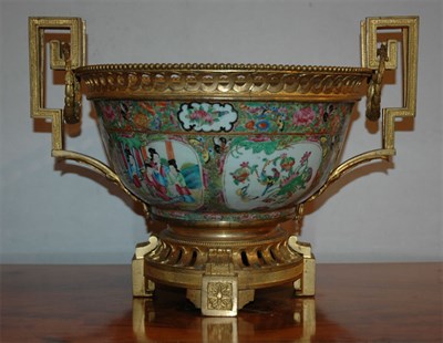 Lot 491 - Gilt-Metal Mounted Rose Medallion Center Bowl...