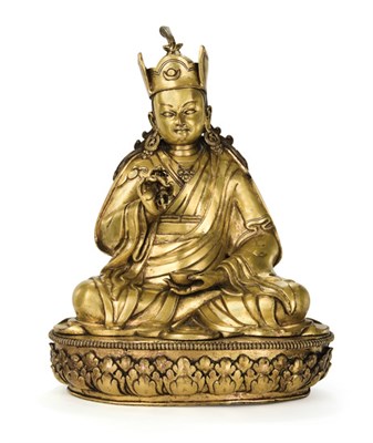 Lot 17 - Tibetan Gilt-Bronze Figure of Padmasambhava...