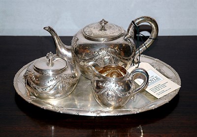 Lot 340 - German Silver Four-Piece Tea Service Total...