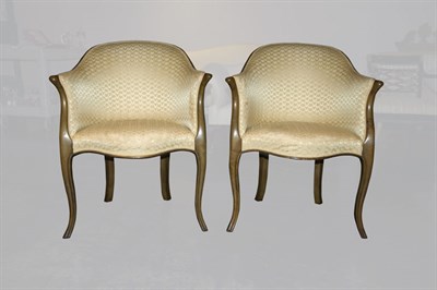 Lot 159 - Pair of Louis XV Style Walnut Tub Chairs
