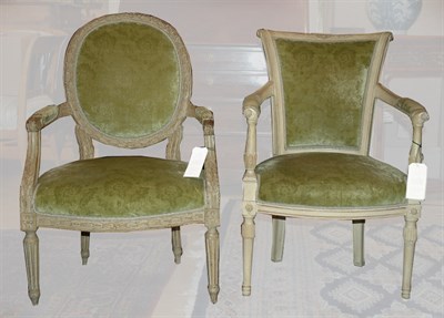 Lot 175 - Two Louis XVI Style White Painted Armchairs