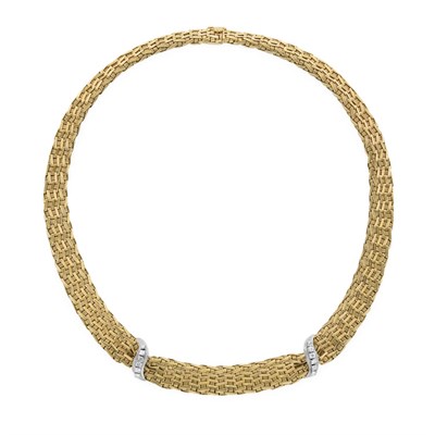 Lot 281 - Gold and Diamond Mesh Necklace
