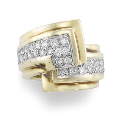 Lot 160 - Gold and Diamond Crossover Ring