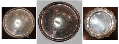Lot 341 - Two Sterling Silver Circular Trays; Together...