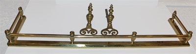 Lot 178 - Pair of Brass Andirons; Together with a Brass...