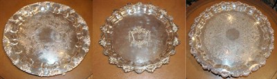 Lot 347 - Three Silver Plated Circular Serving Trays