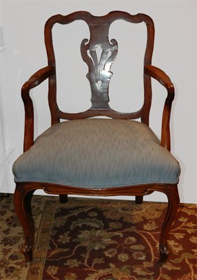 Lot 239 - Pair of Italian Rococo Style Fruitwood Armchairs