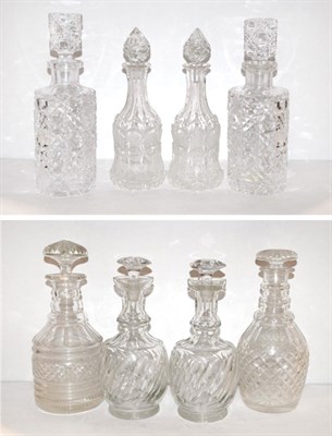 Lot 246 - Three Pairs of Cut Glass Wine Decanters;...