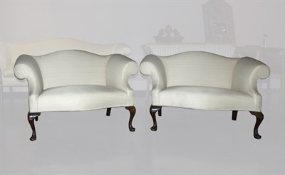 Lot 443 - Pair of Queen Anne Style Walnut Camel Back...