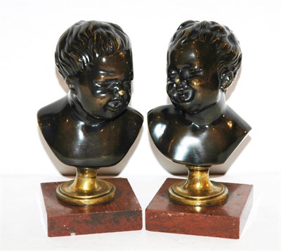 Lot 270 - Pair of Bronze Busts of Infants Height 7 inches.