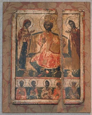 Lot 275 - Polychrome Painted Icon of Saints Late 19th...
