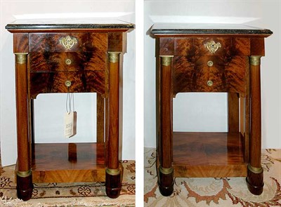 Lot 470 - Pair of Empire Style Marble Top Mahogany Side...