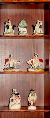 Lot 492 - Group of Seven Staffordshire Pottery Figures...