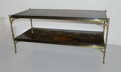 Lot 522 - Floral and Bird Decorated Black Lacquered...