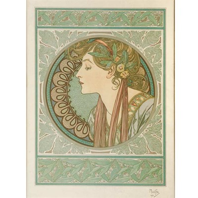 Lot 425 - Alphonse Mucha LAURIER (R./W. 76) Color...